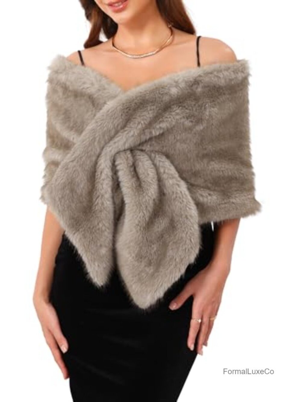 Women's Faux Fur Shrug Bridal Wrap Shawl Cape